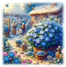 C:\Users\Наталочка\Desktop\DALL·E 2024-03-18 18.33.33 - Illustrate a scene showing periwinkle flowers in a garden, vividly capturing the essence of Taras Shevchenko's poem. The image should depict periwinkl.png